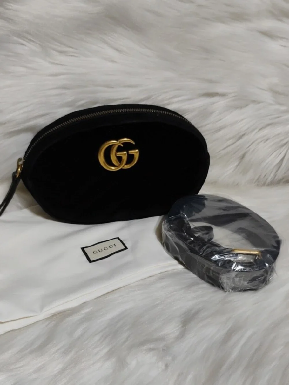 SALE! Gucci Black Velvet GG Marmont Body Waist Bag W/DB - Picture 13 of 16